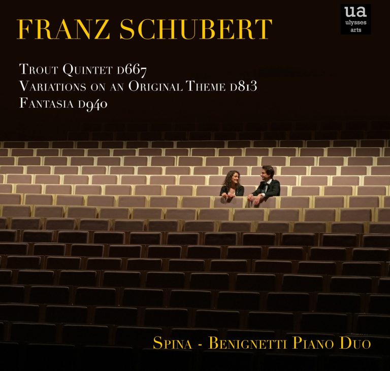 Schubert Piano Four Hands – Spina & Benignetti | Ulysses Arts Recording Explore Schubert’s masterpieces for piano four hands, including the “Trout” Quintet transcription, performed by Spina & Benignetti Piano Duo